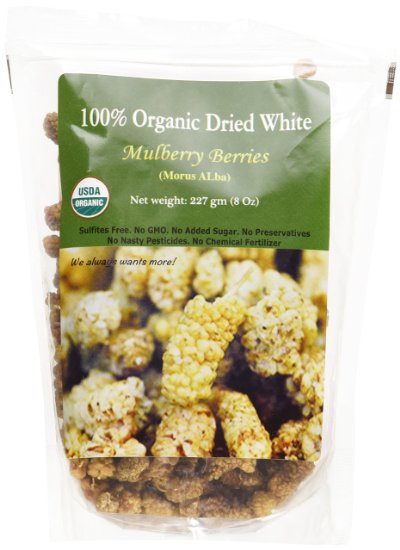 Indus Organic Dried Mulberries, 8 Oz, Sulfite Free, No Added Sugar, Freshly Packed...