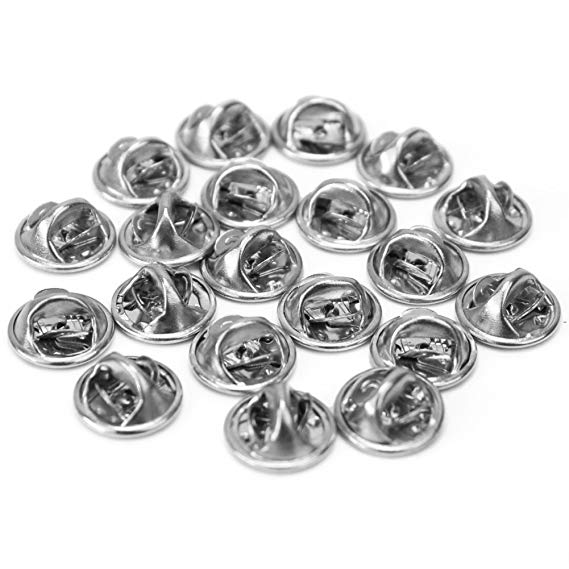 ReFaXi 20 Pcs Silver Comfort Fit Butterfly Clutch Metal Pin Backs Replacement