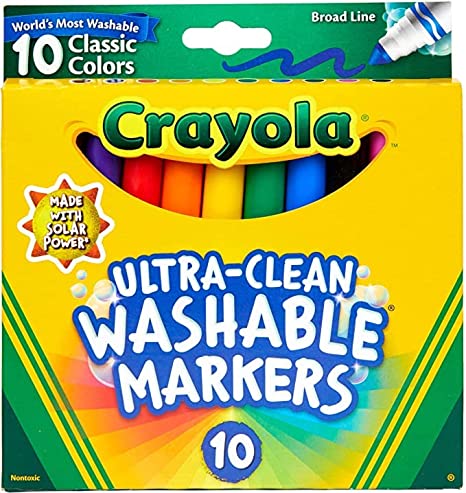 Crayola Ultra-Clean Washable Markers, Broad Line, 8 Count (2 Pack)