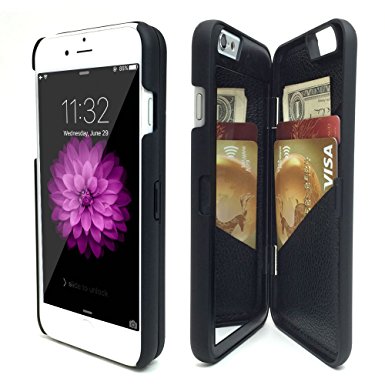 iPhone 6/6S Wallet Mirror Case for Girl -Bidear (TM) Creative Mirror Design with 3 Card Holder Slot Protective Hard Case for Apple iPhone 6 & iPhone 6S -4.7 Inch (Black)