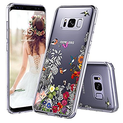 Galaxy S8 Case, Galaxy S8 Case Clear, MOSNOVO Floral Humming Bird Transparent Clear Design Hard Case with Shockproof Protective Back Case Cover for Samsung Galaxy S8 (2017)