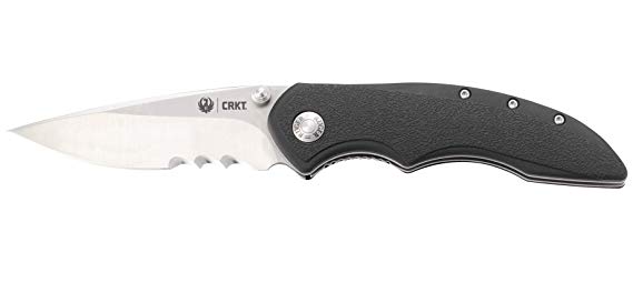 CRKT Ruger High-Brass Folding Pocket Knife: Folder with Locking Liner, Drop Point Blade with Veff Serrations, Reinforced Nylon Handle, Pocket Clip R2602