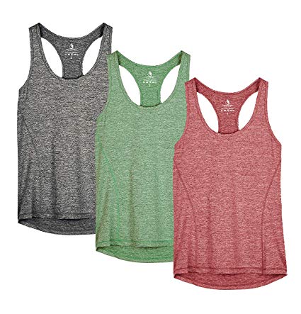 icyzone Workout Tank Tops for Women - Racerback Athletic Yoga Tops, Running Exercise Gym Shirts(Pack of 3)