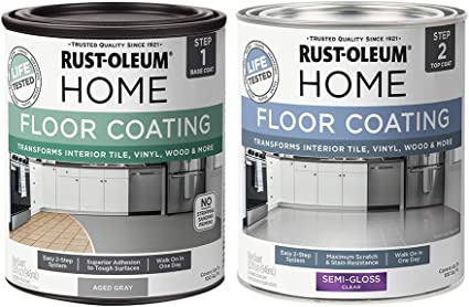 Rust-Oleum 367600 Home Interior Floor Coating Kit, Semi-Gloss Aged Gray 32 Fl Oz (Pack of 2)