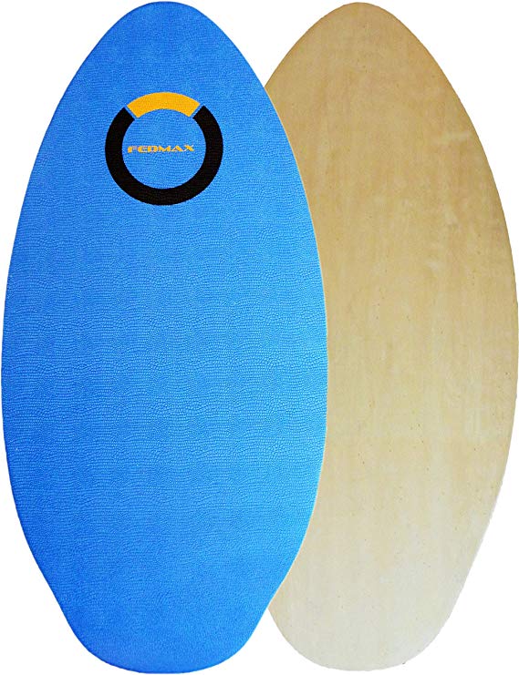 Fedmax Wood Skimboard with IXPE Foam Traction, No Wax Needed | Choose Size | Skim Board for Kids/Adults.