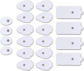 Belifu Electrode Pads 20 PCS with 2.35mm Shielded Replacement Electrode Wires with 4 Snap Connectors, Standard Connection Snap 3.5mm Cable for Tens EMS Massager