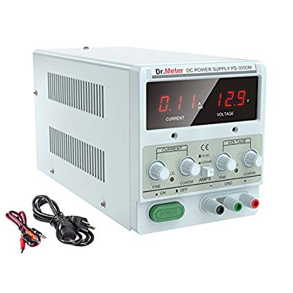 Dr.meter 30V/5A DC Bench Power Supply Single-Output 110V/220V Switchable with Alligator Clip included, US 3-prong Cable,PS305DM