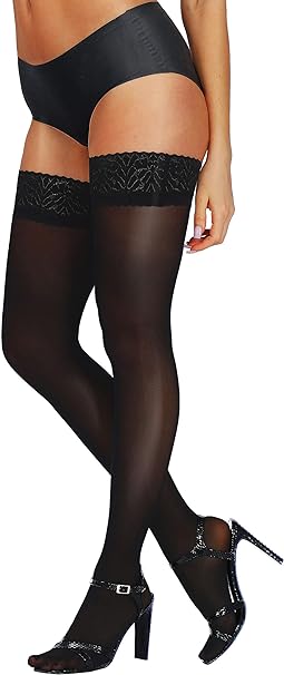 Semi Sheer Stay Up Lingerie Thigh High Stockings Lace Top Size A-D of HONENNA