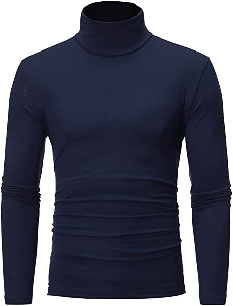 Romwe Men's Slim Fit Long Sleeve Pullover Top Mock Neck T Shirt