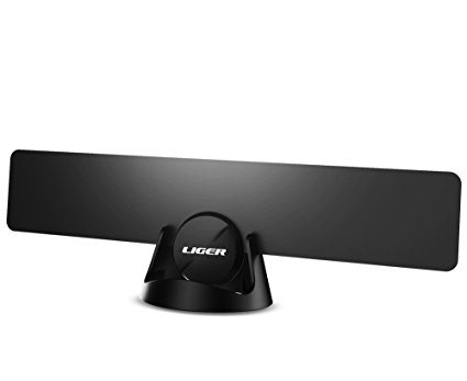Amplified HDTV Antenna - 50 Miles Range, Liger HRF-50 Ultra-Thin HDTV Antenna with Amplifier Signal Booster for the Highest Performance and the Longest Reception Range