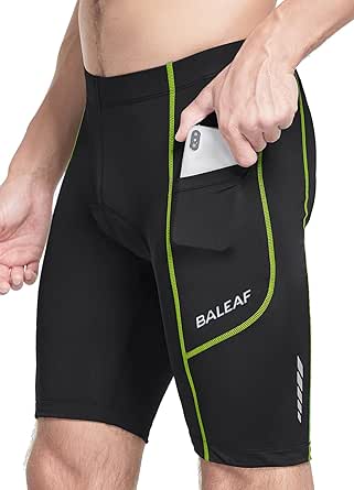 BALEAF Men's Padded Cycling Shorts Padding Bike Shorts Road Biking MTB Shorts Bicycle Pockets UPF 50