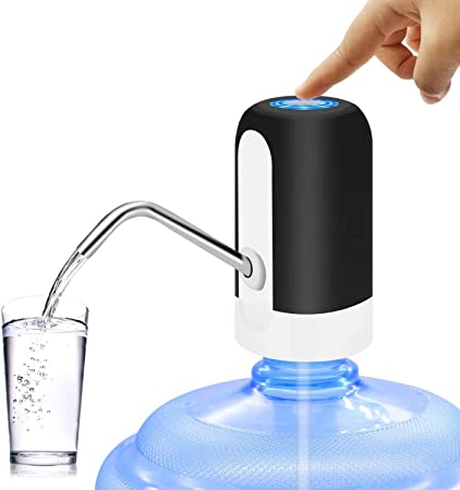 VASLON Water Bottle Pump Portable Electric Water Bottle Dispenser for Universal 5 Gallon Bottle USB Charging Automatic Drinking Water Pump (Black)