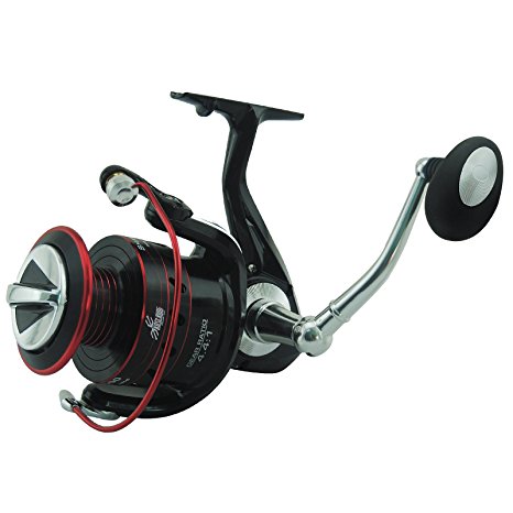 KastKing Sharky Spinning Fishing Reel Ultra Light Weight Freshwater / Saltwater Professional Open Face Reel (Red/Black, Sharky 10000)