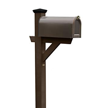Highwood AD-MLBX1-ACE Lawn and Garden RecycledPlastic Marine Grade Material Hazelton Mailbox Post with Cap, Weathered Acorn