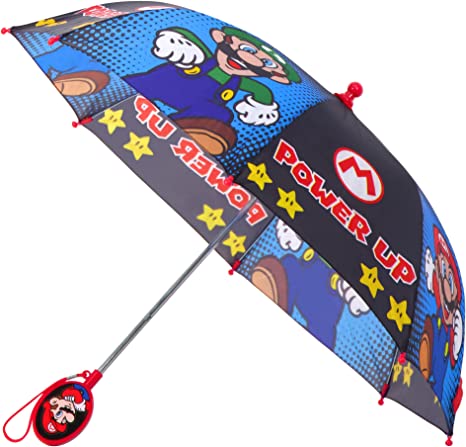 Nintendo Kids Umbrella, Super Mario Toddler and Little Boy Rain Wear for Ages 3-6