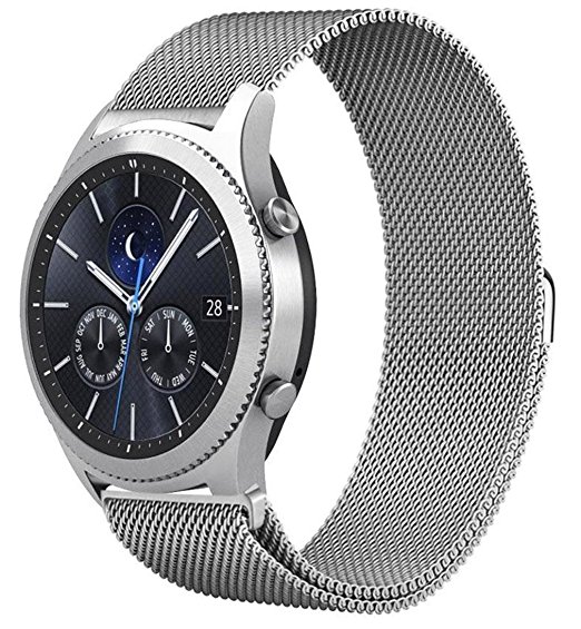 For Gear S3 Frontier / Classic Watch Band, Olytop 22mm Magnet Lock Milanese Loop Stainless Steel Bracelet Strap Band for Samsung Gear S3 Frontier/ Classic Smartwatch (Milanese Strap Sliver)