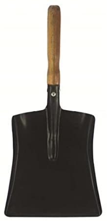 Muddy Hands Large Dustpan 9" Black Metal Steel Fireplace Coal Ash Shovel with WOODEN HANDLE