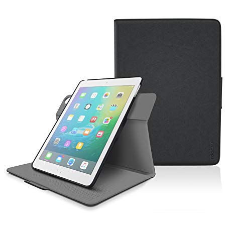 rooCASE iPad Air 2 Case Orb System Folio 360 Dual View Leather Case Smart Cover with Sleep/Wake Feature for Apple iPad Air 1 / Air 2, Black - Patented Complete Lifestyle Solution