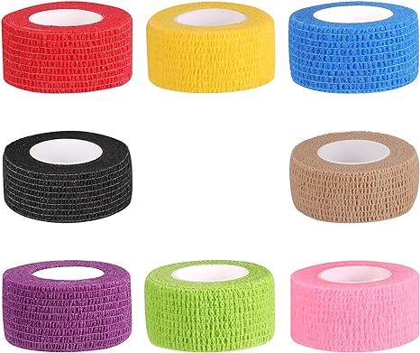 Bandage Wrap 8 Pack 1”x 5 Yards Self Adhesive Bandage Wrap Breathable Cohesive Bandage Wrap Rolls Athletic Elastic Self Adherent Wrap for Sports Injury,Wrist, Knee, Ankle Sprains and Swelling(Mixed)