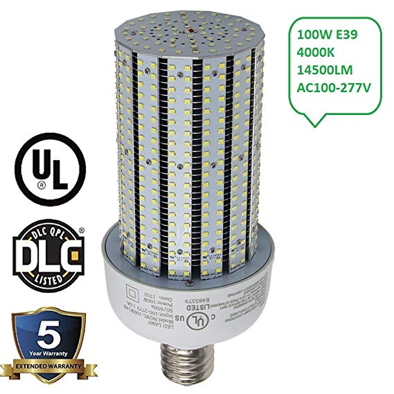 LED Corn Light Bulb 100W 13442LM 4000K AC90-277V E39 Mogul Base Replace 400W HPS HID Metal Halide Lamp for Garage Warehouse Barn Area Lighting UL GLC Listed