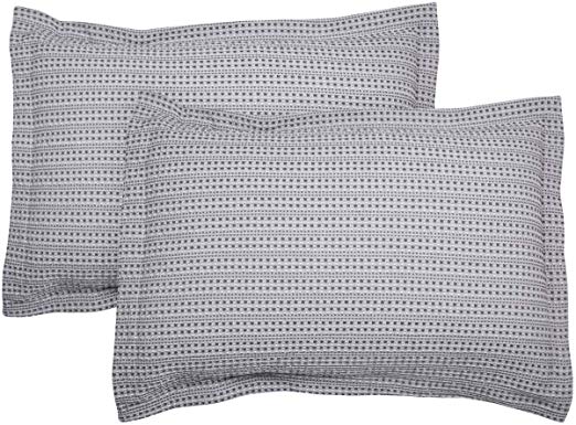 PHF 100% Cotton Pillow Shams for Winter Pack of 2 Christmas Decorations Yarn Dyed Waffle Weave Pattern Soft Cozy Home Decor No Filling Queen Size Grey