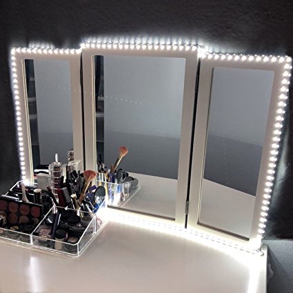 LED Vanity Mirror Lights Kit for Makeup Dressing Table Vanity Set 13ft Flexible LED Light Strip 6000K Daylight White with Dimmer and Power Supply, DIY Hollywood Style Mirror, Mirror not Included