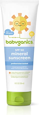 Babyganics SPF 50 Baby Mineral Sunscreen Lotion | UVA UVB Protection | Octinoxate & Oxybenzone Free | Water Resistant, Value Size, 8oz