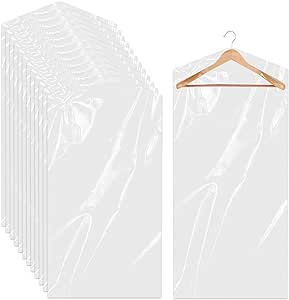 20 Pack Clear Clothes Covers for Hanging Garment Plastic Suit Bags Dry Cleaning Bags Transparent Dust-proof Garment Covers for Dry Cleaner, Home Storage, Travel (60 x 100cm)