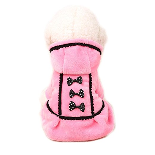 Boomboom Newest Lovely Winter Warm Bowknot Pet Puppy Dog Coat Clothes