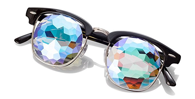 Premium Kaleidoscope Glasses BUNDLE From "Lite Up" For EDM, EDC, Raves, and Dance Festivals. Light Weight Frame with Diffraction Effect, Many Colors