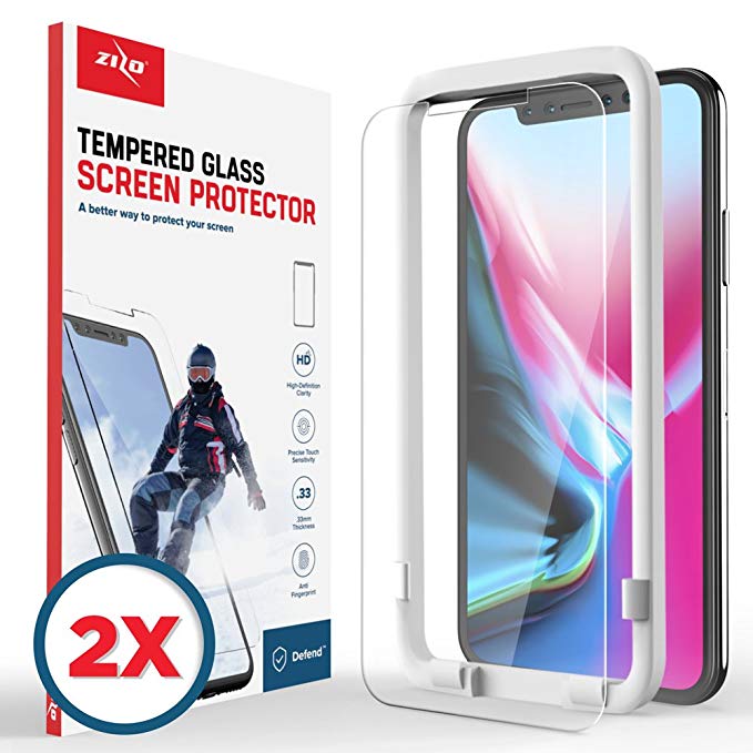 Zizo 2 Pack Glass Compatible with iPhone X Tempered Glass Screen Protector Anti Scratch 9H Hardness iPhone Xs Screen Protector Clear