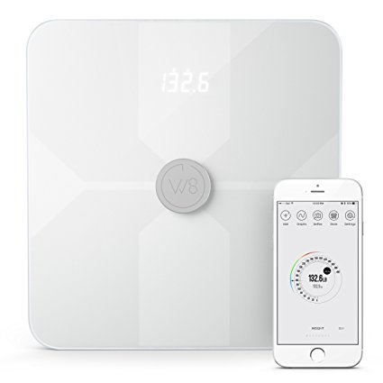 W8 Smart Body Fat Weight Scale - Digital Bluetooth Connected w/ Fitness APP & Body Composition Monitor: BMI, Visceral Fat, Muscle Mass, Body Water, Calories & Bone Mass (White)