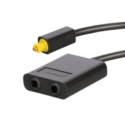 Conwork 1x2 Toslink Fiber Optic Digital Optical Audio Splitter Adapter 1 input 2 Output -Black