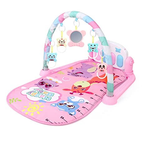 Baby Play Piano Gym Mat, Baby Play Mats with Music Lights,Musical Activity Center Kick & Play Piano Gym Tummy Time Mat for Newborn Toddler Infants Baby Boy Girl Musical Floor Play Kick Play Piano Mat