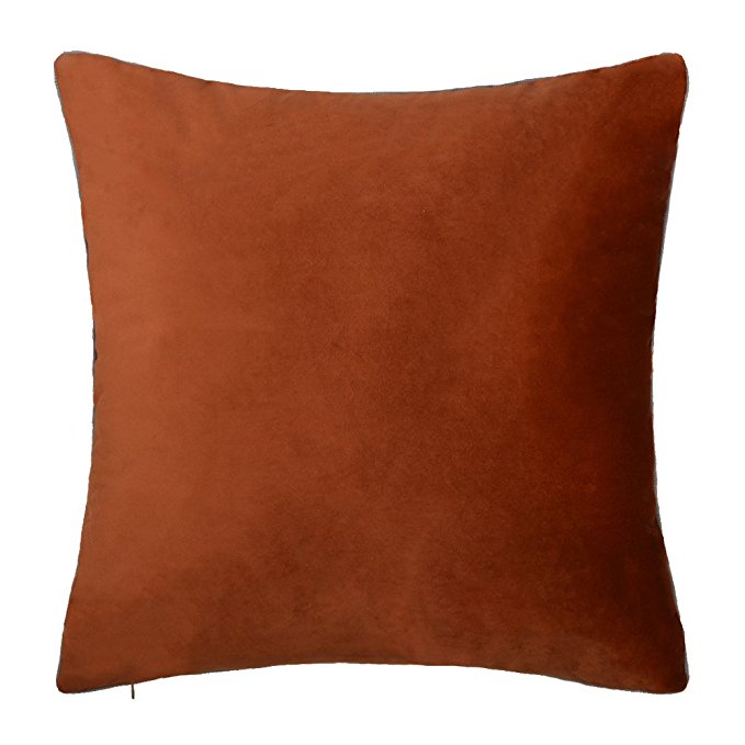 King Rose Solid Velvet Throw Pillowcase Luxury Smooth Cushion Cover 24 x 24 Inches Copper