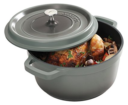 Crock Pot 79566.02 Edmound Cast Aluminum Dutch Oven with Lid, 5 Quart, Gradient Grey