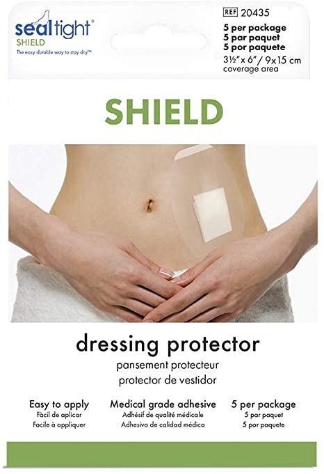 Seal-Tight Shield Shower Patch to Keep Wound Sites Dry Waterproof Bandage Cover for Showering Latex-Free 5/pkg - Made in USA