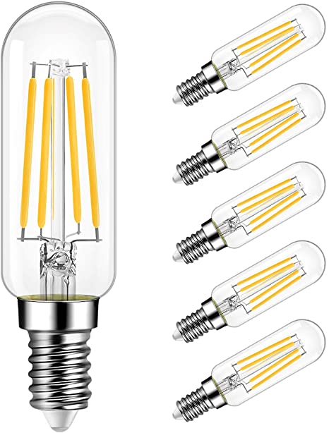 LVWIT Dimmable T6 LED Light Bulbs 4.5W(40W Equivalent) Candelabra LED Bulbs E12 Base T25 Edison Light Bulb 450LM, 2700K Warm White,6 Pack