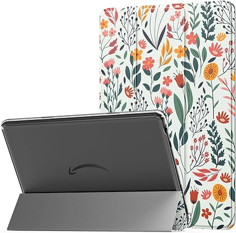 MoKo for All-New Amazon Kindle Fire HD 10 Tablet Case (13th Generation, 2023 Release) 10.1", PU Leather Trifold Stand Cover for Fire Tablet 10 2023, Auto Wake/Sleep, Flowers