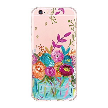 iPhone 7 Case(4.7inch),Blingy's New Beautiful Flower Series Transparent Soft Rubber TPU Clear Case for iPhone 7 (Colorful Garden)