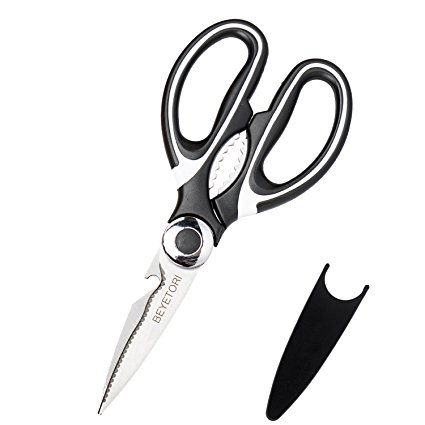 Kitchen Shears, Mayetori Heavy Duty Multipurpose Kitchen Scissors Dishwasher Safe (Black)