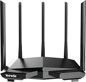 Tenda Router WiFi 6 AX1500 - Doble Banda 5GHz/2.4GHz, Puertos 3*LAN/WAN 10/100 Mbps, 5 Antenas 6dBi, OFDMA MU-MIMO WPA3 IPv6, Modo Ap, Control App - RX1 Pro