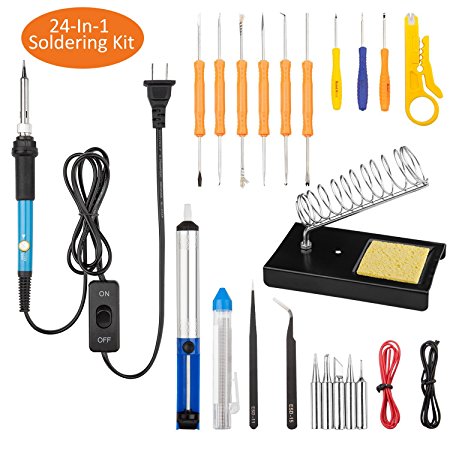 Soldering Iron Kit, MTSZZF 60W 110V-Adjustable Temperature Control Electronics Soldering Iron Kit with ON/OFF Switch Soldering Iron Gun Kit Toolkit