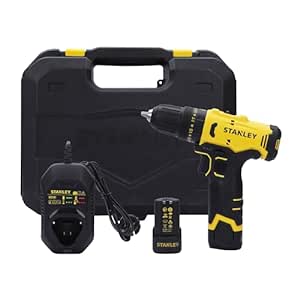 STANLEY SCD10D2K-IN(12 V) Brushed Drill Driver, with 2X2Ah Batteries & 1.5A Charger, Led Light, Variable Speed Trigger Switch, Forward/Reverse Button, 10mm Chuck, Clutch Setting 20 3, 1 Year Warranty