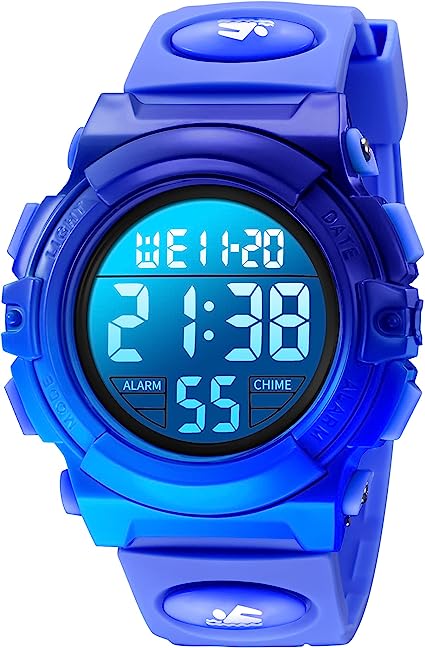 Kids Watch,Boys Watch for 3-12 Year Old Boys,Digital Sport Outdoor Multifunctional Chronograph LED 50 M Waterproof Alarm Calendar Analog Watch for Children with Silicone Band