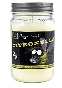 Citronella (Dont Bug Me!) Scented Soy Wax 16oz Candle. Aromatherapy Soy Candles Burn Cleaner ~ Longer ~ Non-Toxic ~ 100% Made in USA. - Sugar Creek Candles