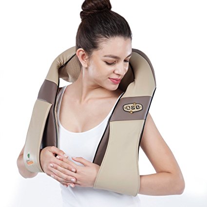 hueplus Shiatsu Premium Back Wired Massager / Neck, Shoulder Massager - Deep Kneading Massage Pillow with Heated 3D Tension Technology - FDA Registered