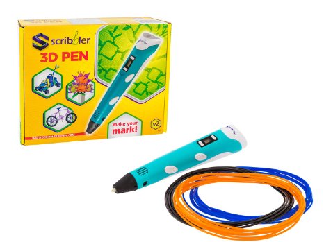 Scribbler 3D Pen V2 New Updated Model 3D Printing Pen 3D Drawing Pen with LED Screen Different Colors! Aqua, Pastel Purple, Pastel Yellow, Pastel Pink (Aqua)