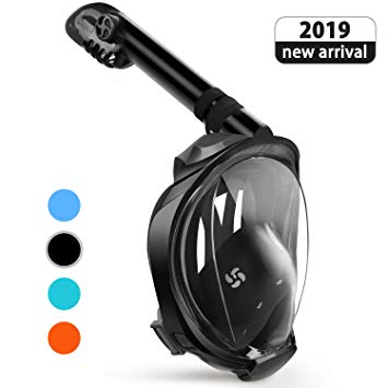 Greatever 2019 Upgrade G2 Full Face Snorkel Mask with Latest Dry Top System,Foldable 180 Degree Panoramic View Snorkeling Mask with Camera Mount|Safe Breathing,Anti-Leak&Anti-Fog