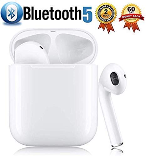 Wireless Bluetooth Earbuds with Portable Charging Case in Ear Headphones Noise Cancelling Stereo Headset Compatible with All Smartphones (White)
